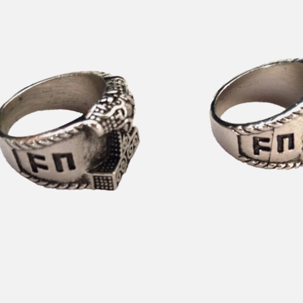 Viking Thor’s Hammer Mjölnir Rings Pair Silver Tone Norse Celtic Jewelry Sz 8-9 - Picture 9 of 12